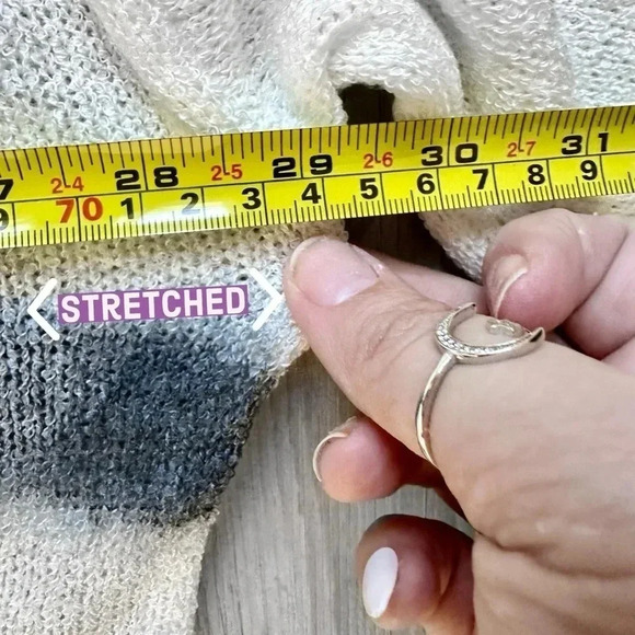 🍀 NWT POL Boho Striped Relaxed Fit Oversized Coverup Fringe Beachy Sweater Sz L - Picture 3 of 10